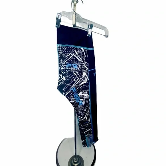 Fiber Colombiana Leggings Compression Slimming One Size Black and Blue EUC - Picture 12 of 14